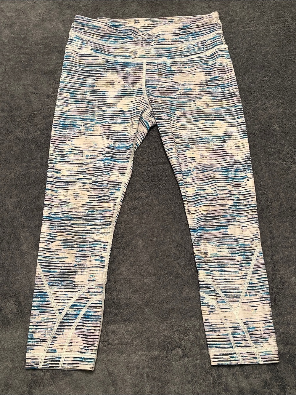 lululemon athletica White, Blue & Purple Striped Performance Leggings